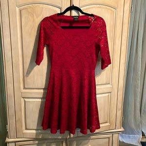 Junior/Ladies Small, Red Lace, A-line Dress.